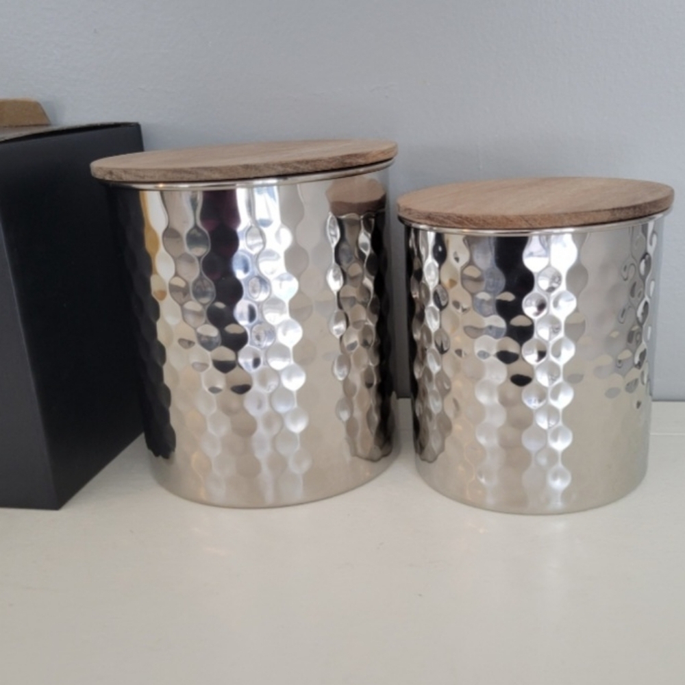Uncommon James Silver Hammered Canister Set